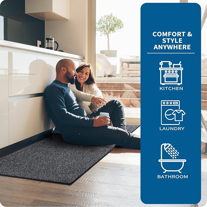 PURRUGS Machine Washable Kitchen Runner Rug 2ft8in x 8ft, Non-Slip/Skid Hallway Runner Rug, Super Absorbent Soft Area Rug for Hallway, Kitchen & Laundry, Rolled Packaging, Charcoal