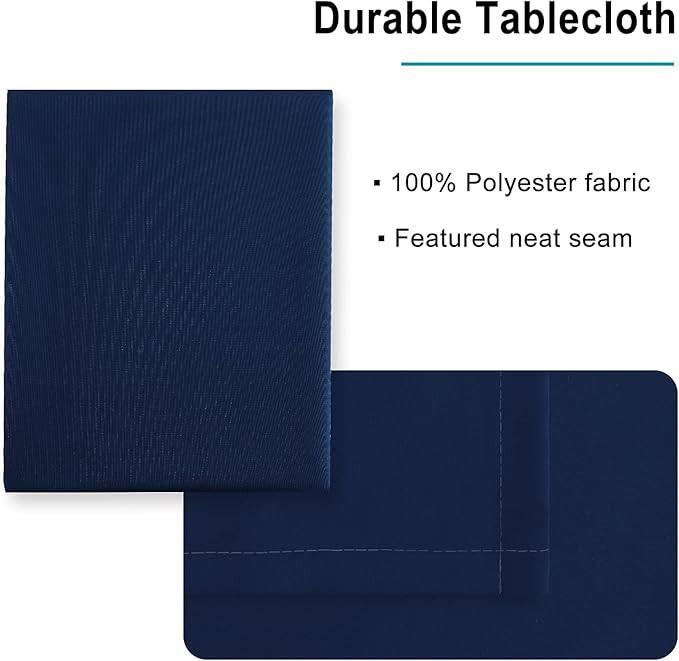 Hiasan Square Tablecloth - Waterproof Washable Polyester Table Cloth for Dining Room Kitchen Party Camping, Navy Blue, 30 x 30 Inch