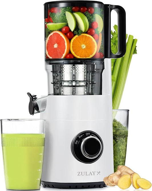 Zulay Cold Press Juicer, 5.5" Chute, Slow Masticating Juicer Machine for High Juice Yield, Easy to Clean Stainless Steel Blades for juicing Whole Fruits & Vegetables "extractor de jugos y vegetales"