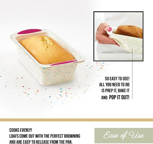 Trudeau 05118555 Structure Loaf Pan Silicone Bakeware, Medium, Confetti White