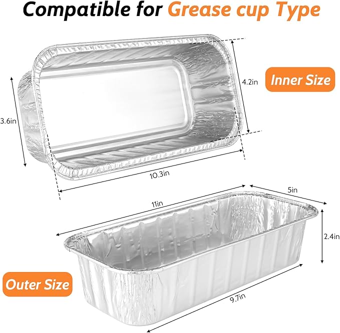 Whaleme 30 Pack Grill Drip Pans, 11 x 5 Inch Aluminum Foil Grease Catcher Cup Liner Compatible with Weber SmokeFire EX4/EX6/EPX6, Summit & Genesis II 400/600 Series