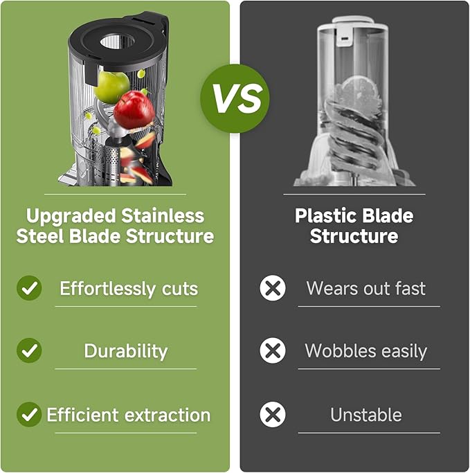 Cold press Juicer Machines with 5.2" Extra Self-Feeding for Whole Vegetable & Fruit, Juice Extractor with Large Auger & Triple Strainers, Easy to Clean, High Juice Yield, Stainless Steel Silver