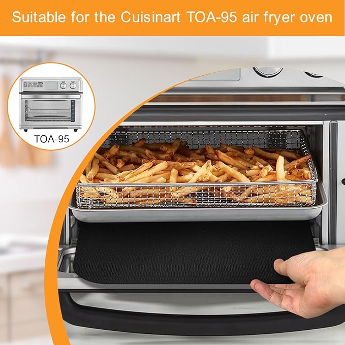 GWYSY Oven Liners for Bottom of Oven, 11.4"x14.2" Reusable Non-Stick Heat Resistant Toaster Liners Toaster Mat for for Cuisinart TOA-95 Air Fryer Toaster Oven, 4 Pack