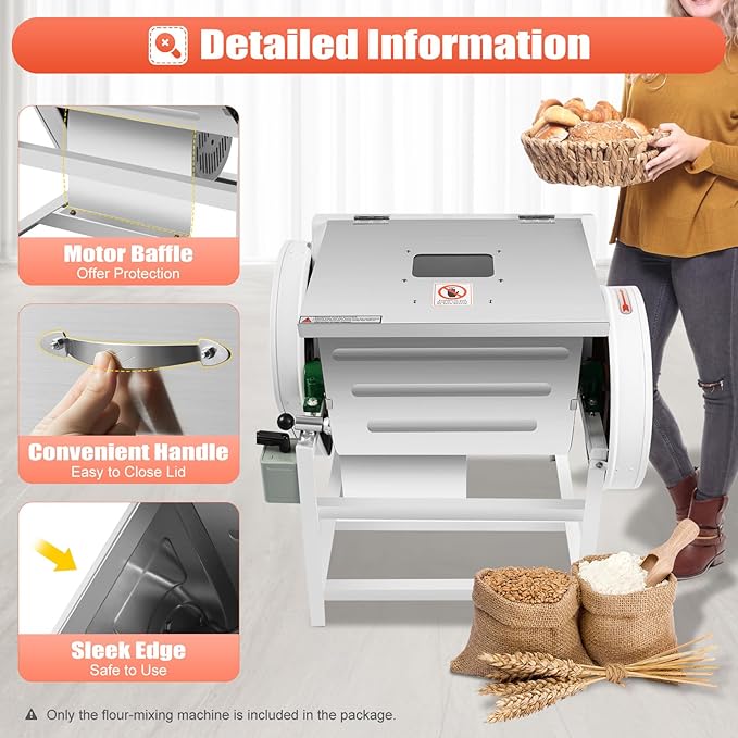 30QT Commercial Electric Dough Mixer, 1500W 110V Heavy-Duty Electric Dough Kneading Machine Pizza Flour Mixer Kneading Machine with Forward and Reverse Direction for School Bakery Restaurant