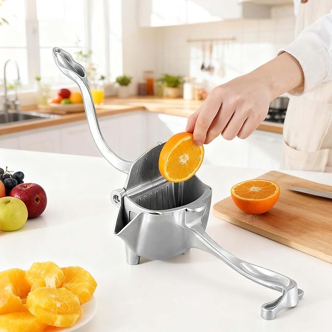 Aluminum Alloy Manual Hand Press Juicer for Citrus Fruits, Fresh Fruit Juice Extractor, Lemon Orange Lime Grapefruit Pomegranate Squeezer (2 PCS)