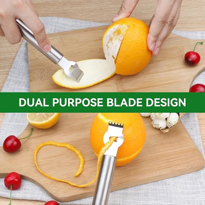 2Pcs Fruit Peelers Lemon Zester Citrus Scraper, Stainless Steel Lemon Lime Orange Peeler Lemon Zest Peeler for Cocktails Kitchen Bar Tool