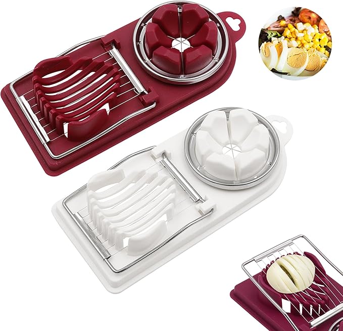 2 In 1 Multi-purpose Kitchentool Cutter Egg Boiled Egg Slicer, Can Be Used to Cut Hard-boiled Eggs cheese Fruit Strawberry Mushroom Kiwis (2PCS)