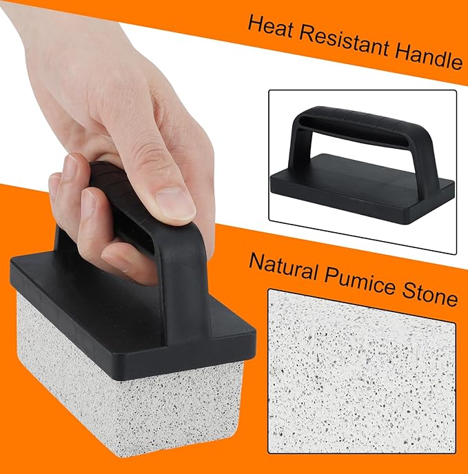 Heavy Duty Grill Cleaner for Blackstone - Grill Cleaning Brick with Handle, Griddle Pumice Stone for Cleaning BBQ Grill, Swimming Pool, Sink (4 Pack)