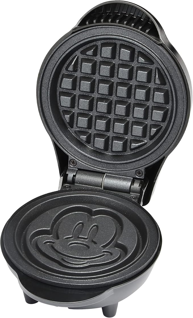 Disney Mickey Mouse 4" Mini Waffle Maker by Select Brands - Cute Appliance for Single Waffle - Features Nonstick Plates & Non-Skid Feet - Mini Machine with Power Light
