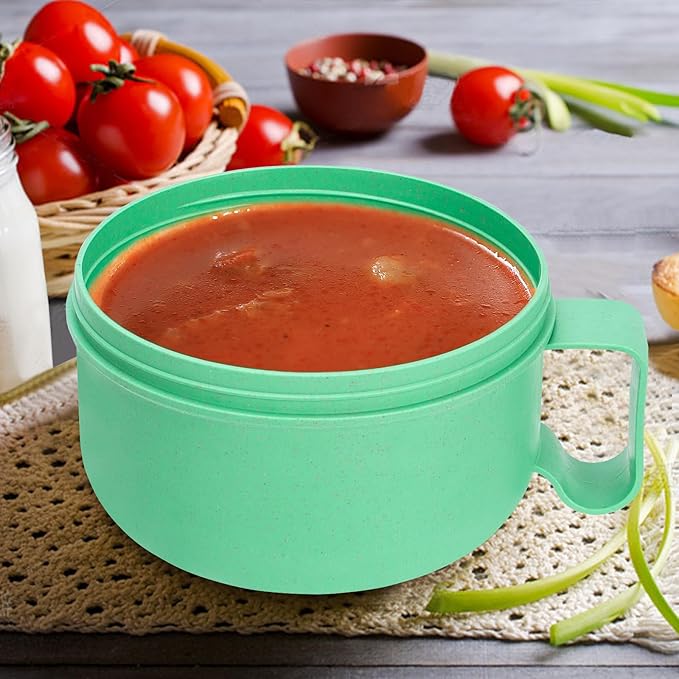 Unbreakable Microwave Soup Mugs with Lids and Handles,Microwave Ramen Bowl with Lid for Soup and Instant Noodles,Oatmeal, Gumbo, Salad,BPA Free