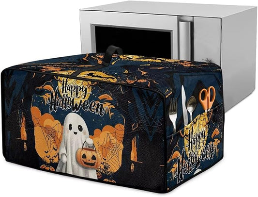 Doojoayie Ghost Toaster Cover 4 Slice Kitchen Appliance Covers Halloween Kitchen Appliance Dust Protector 18.5"x14.5"x 9" Compatible with Toaster/Bread Machine