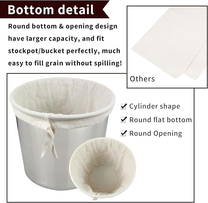 CONIE Extra Large 20"x24" Reusable Straining Brew in a Bag Cheesecloth Brewing Bag with Sturdy Draw Strings