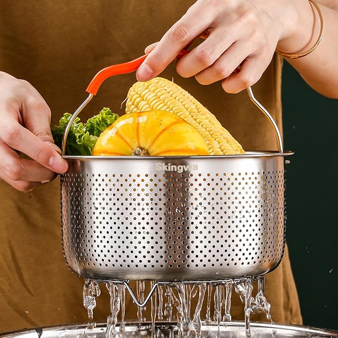 Steamer Basket for Instant Pot 18/8 Stainless Steel Strainer Basket Pressure Cooker Accessories (6L)