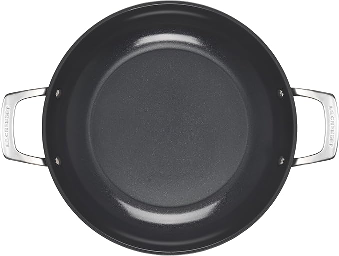 Le Creuset Essential Non-stick Ceramic Shallow Braiser with Glass Lid, 3.9 qt.