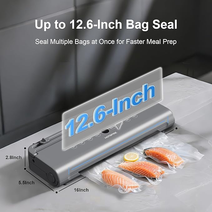 Food Vacuum Sealer Machine, Powerful & Continuous Vacuum Sealing for Kitchen Storage & Meal Prep, Wet & Dry Food Sealing, Detachable Upper & Lower Design for Easy Cleaning, Includes 50 Bags