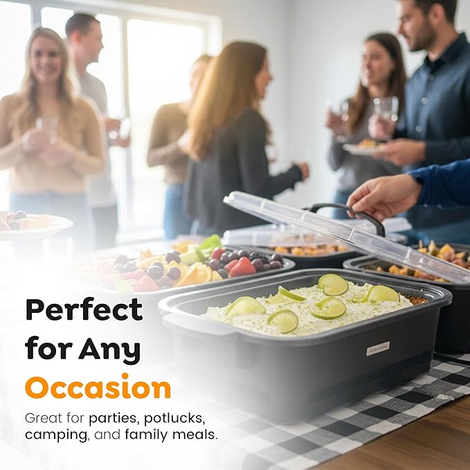 Chillware Electric Food Warmer & Cooler 5Qt, Portable Mini Crock Pot & Slow Cooker Alternative, Buffet Serving Dish for Cold (37°F) or Hot (160°F) Meals, Tailgating, Camping & Parties, Dishwasher Safe