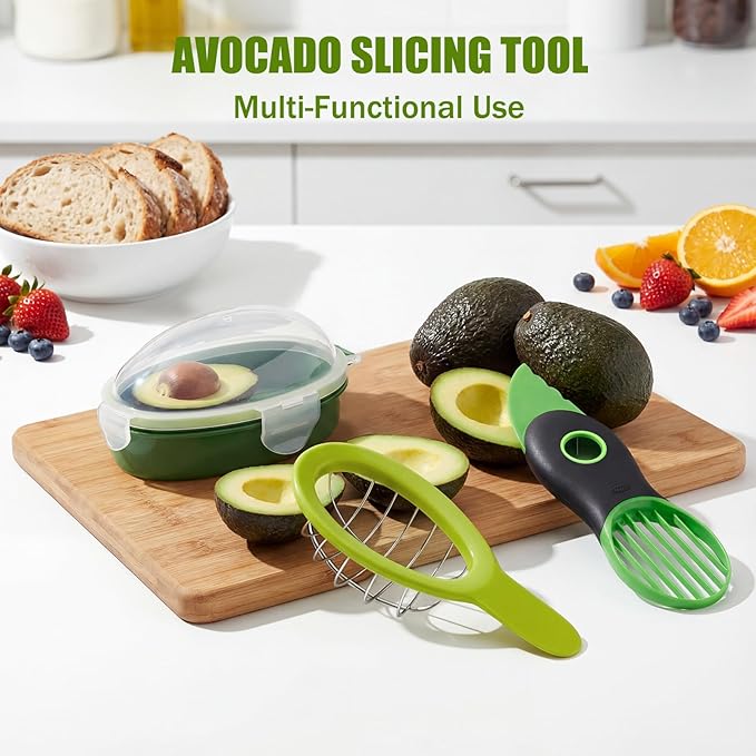 Egg Slicers, Avocado 6 Piece Set with Avocado Container, Includes Avocado Slicer and Avocado Cutter Tool, Dishwasher Safe for Slicing, Dicing and Keeping Avocados Fresh