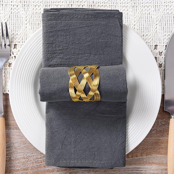 MLMC 8 Pack Charcoal Cloth Napkins Rustic Washable Cotton Linen Napkins Set of 8 Dark Grey 17"x17" Reusable Dinner Napkins Cloth for Wedding Bridal Baby Shower Party Dinning Table Decor