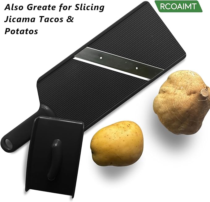 Fixed Thickness Vegetable Slicer – Ultra-Thin Cabbage Shredder for Salads, Jicama Tacos, Onion, Potato Chips – Fine Fluffy Cuts Mandoline Kitchen Tool