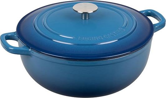 EDGING CASTING Enameled Cast Iron Dutch Oven Pot with Lid for Sourdough Bread Baking, Bread Dutch Ovens, Cooking Pots, 5 Quart, Lake Blue