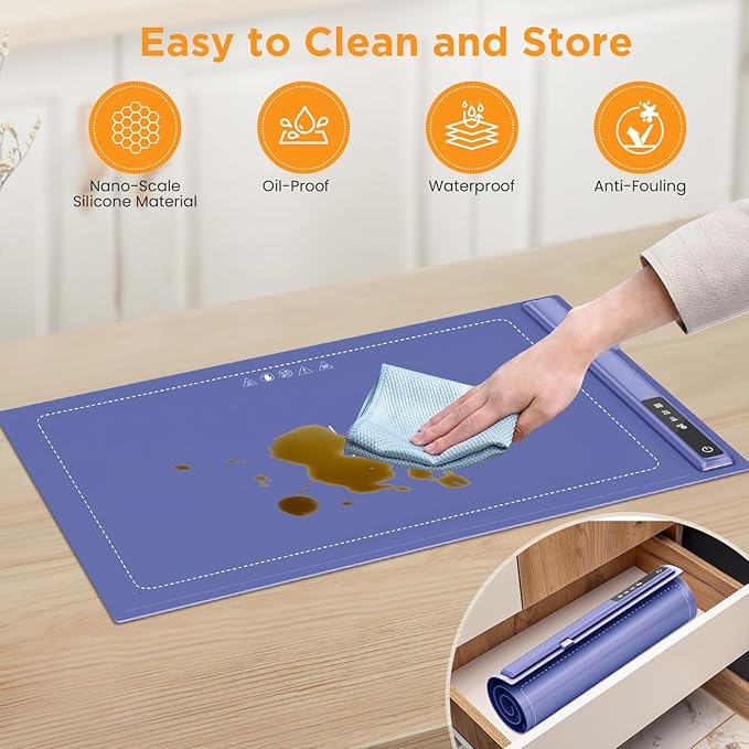 Upgrade Electric Warming Tray with Adjustable Temperature-Portable Warming Mat for Food,Roll Up Silicone Food Warmer for Parties with 3 Temperature Settings,Versatile Food Warmers for Parties Buffet