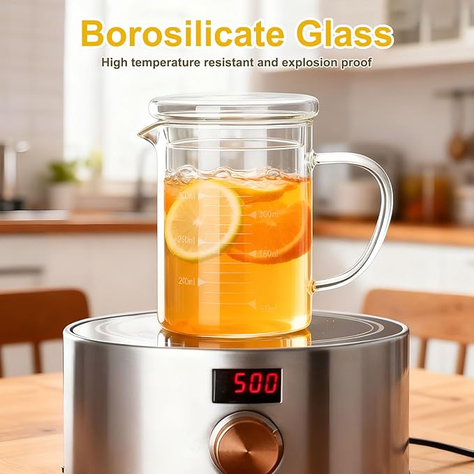 PATIKIL 250ml Glass Measuring Cup, Borosilicate Glass Beaker Graduated Liquid Measure Cups with Straw V-Shaped Spout for Kitchen Drinking Restaurant, Black Printed Scale