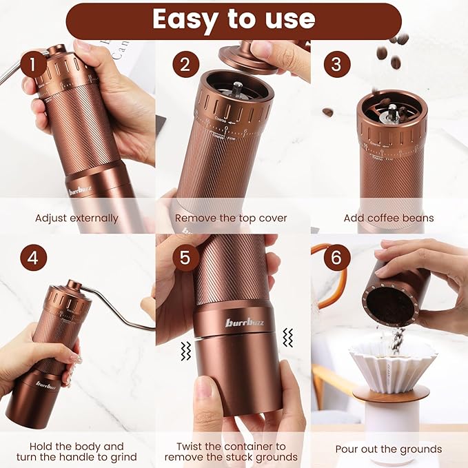 MB2 Manual Coffee Grinder with Carrying Case, Great for Travel, Camping & Storage Components, All-Round Grinder
