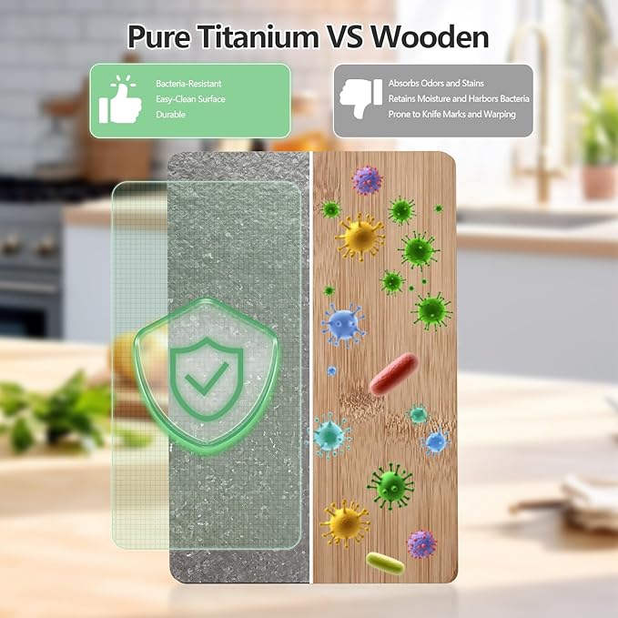 SUREWIN 100% Pure Titanium Cutting Board - Lifetime Knife Protection, Stop Microplastics, Dishwasher-Safe & Warp-Proof (12x8 Inch)