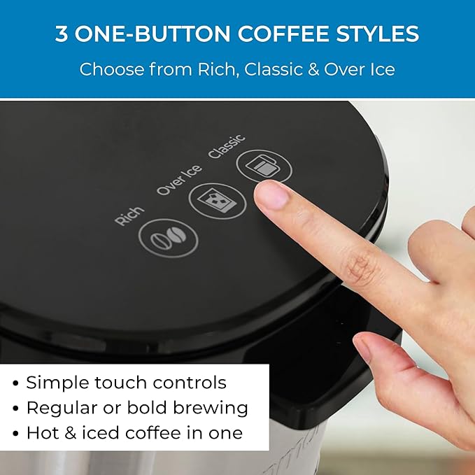 Kenmore Single Serve Coffee Maker – 6–14 Oz Brew Sizes, Compatible with Keurig K‑Cup Pods & Ground Coffee, One Cup Brewer, Travel Mug Friendly, Auto Shut‑Off, Hot & Iced Machine à café, White