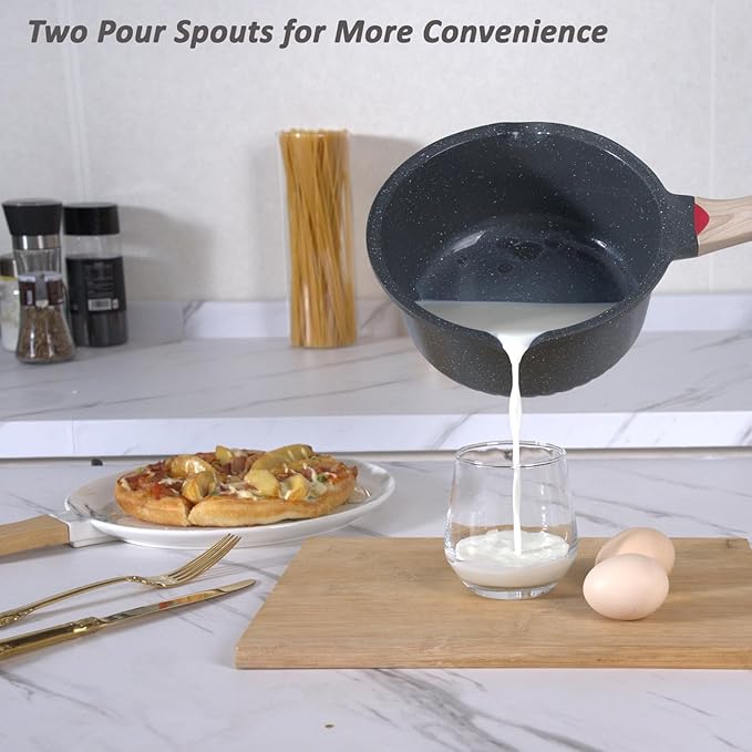 Bakoniion Ceramic Nonstick 4 QT Saucepan with Lid, Cast Aluminum Stockpot with Stay-cool Handle,Compatible with All Cooktops,Dishwasher Safe