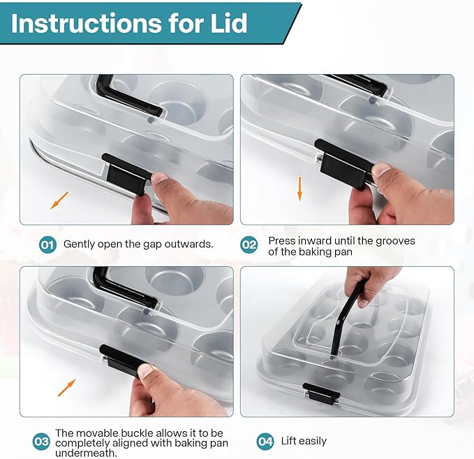 Spmarkt 2-Pack Cupcake Pan with Lid, 12-Cup Nonstick Muffin Pan with Handle – Cupcake Carrier for Baking & Transporting, Perfect for Party, Holiday, Gathering