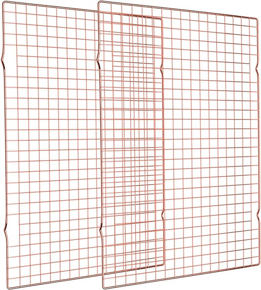 Briout Cooling Rack for Baking, 2-Pack 16x10 Inches Baking Rack, Thick Wire Cookie Rack for Cooking, Roasting, Grilling, Drying, Oven Safe, Fits Half Sheet Pan, Rose Gold
