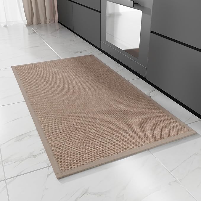 Kitchen Rug, Rubber Non Slip Kitchen Rugs Washable, Absorbent Runner Mat for Floor, Machine Washable Standing Mats for in Front of Sink, Door, Laundry, Entryway, Hallway (Camel, 36" × 24")