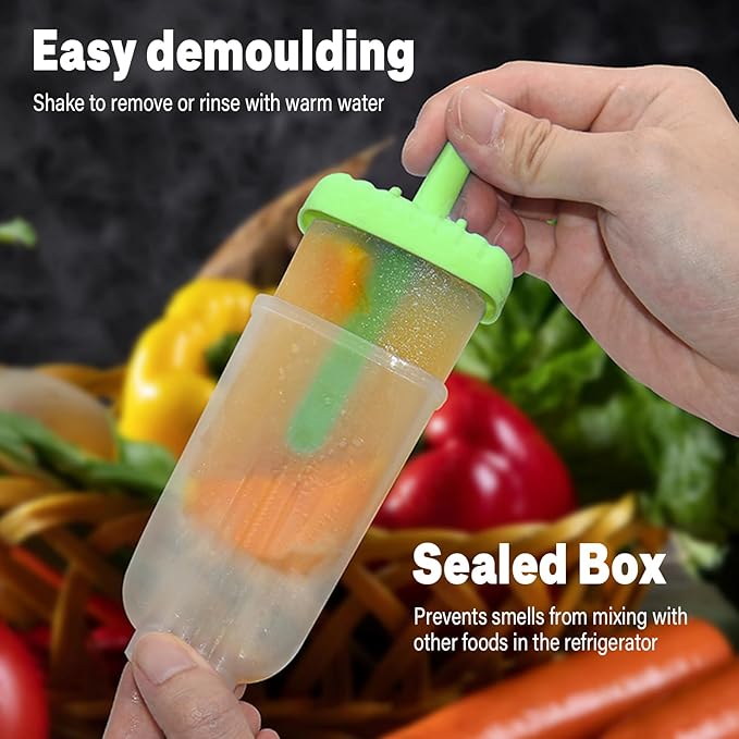 New Resunable Popsicles Molds,Pack of 6 Pce Ice Popsicle Maker- Food Grade BPA Free,Easy-Release Ice Pop Molds,Diy Homemade Popsicle Molds with Resunable Popsicle Sticks (Green)