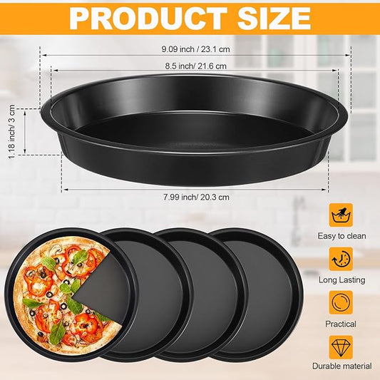Gandeer 8 Pcs mini pie tins 4 inch Pie Pan Dish for Baking Carbon Steel Pizza Nonstick Plate Bakeware Set Oven Air Fryer Cake Bread Meat (9 Inch,Black)