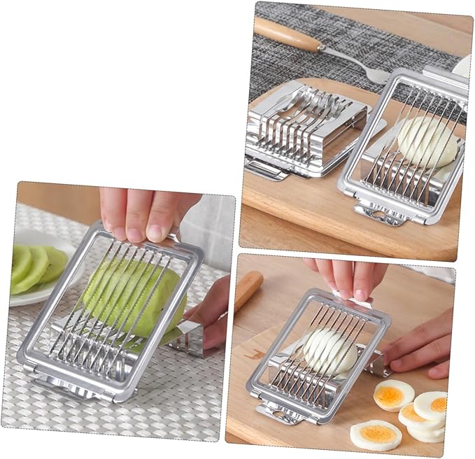 IMIKEYA Multifunctional Stainless Steel Egg Slicer Heavy Duty Cutter for Hard Boiled Eggs Mushrooms Cheese and Ham Easy to Clean Kitchen Wire Slicing Tool for Home and Professional Use