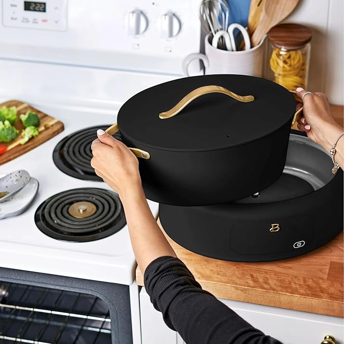 Beautiful 10-in-1 Electric MultiCooker 6 Quart - Programmable Slow Cooker, Sous Vide, Rice Cooker - Sleek Touch Timer & Delayed Start - Kitchen Appliance by Drew Barrymore (Black Sesame)