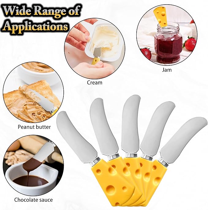 25 Piece Cheese Butter Spreader Set, Stainless Steel Cheese Knife Set, Mini Stainless Steel Cheese Knife, Party Wedding Christmas Cheese Accessories (Cheese Shape)