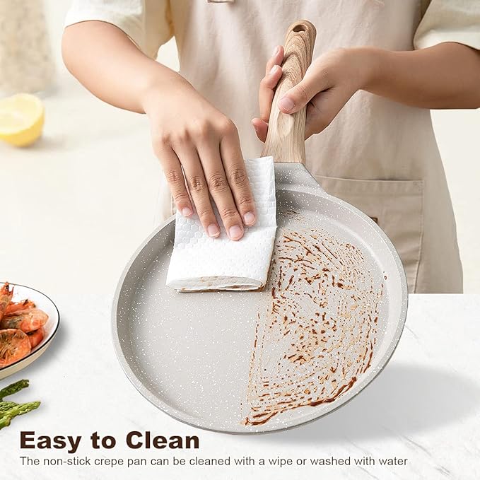 Bobikuke 10 inch Crepe Pan, Nonstick Pan for Crepes Omelette Tortillas, Dosa Tawa Tortilla Pan, Griddle Pancake Pan for Roti Indian, Induction Compatible