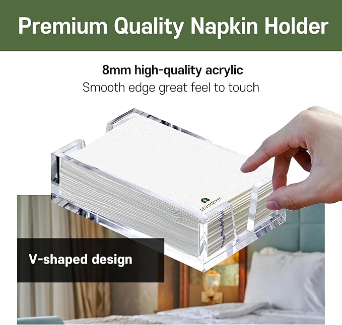 Acrylic Guest Towel Holder Tray for Bathroom – Napkin Holder for Disposable Paper Towels, Hand Towel Organizer for Vanity or Bathroom, Clear Bathroom Accessory, 5.8 x 9.3 x 2.6 Inch Size