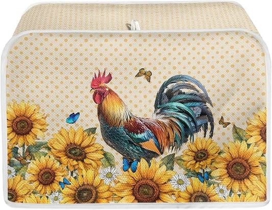 Annejudy Rooster Sunflower Print Toaster Cover Dustproof Cover 2 Slice Small Appliance Cover Bread Maker Cover Dust Protection & Waterproof Kitchen Accessories