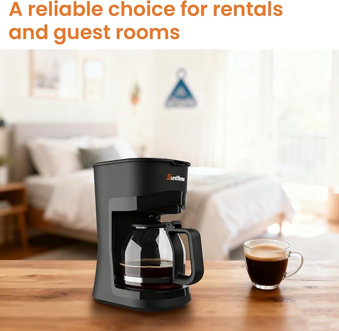 SuntNeew 12-Cup Coffee Maker, 1.5L Drip Coffee Machine with One-Touch Brewing, Glass Carafe, Anti-Drip System, Reusable Filter, Easy-to-Use Home & Office Coffee Brewer
