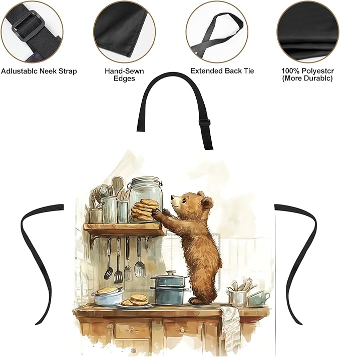 Funny Cat Apron with 2 Pockets Waterproof for Men Women Kitchen Garden Decor