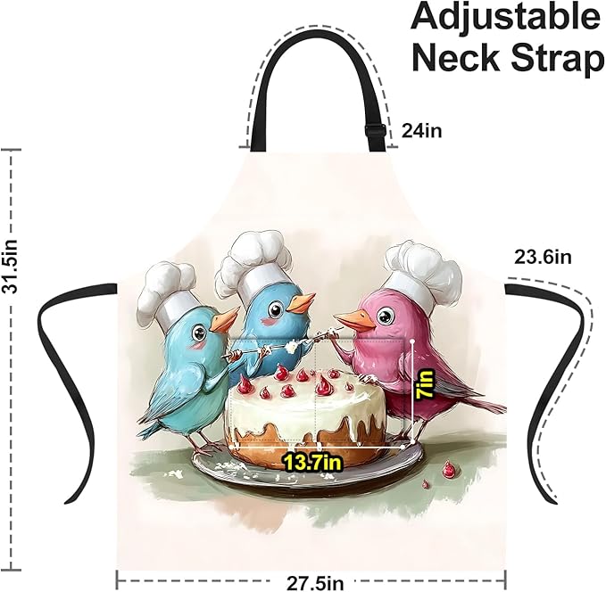 Funny Cat Apron with 2 Pockets Waterproof for Men Women Kitchen Garden Decor