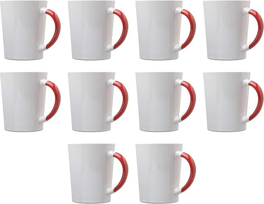 DISCOUNT PROMOS Ceramic Latte Coffee Mugs by Albany 13 oz. Set of 10, Bulk Pack - Perfect for Coffee, Tea, Espresso, Hot Cocoa, Other Beverages - Red