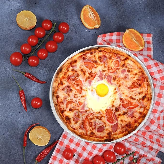 VINTORKY Perforated Pizza pan Stainless Steel Baking pan Stainless Steel Pizza pan Non Stick Frying Pans Stainless Steel Skillet Household Baking Tray Non- Stick Pizza Pan Round Baking Tray, 23x23cm