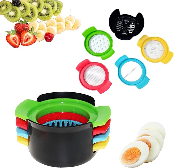 Egg Slicer for Hard Boiled Eggs, 4-in-1 Stainless Steel Kitchen Cutter & Dicer for Avocado, Fruits, Luncheon Meat, Professional Multi-Function Food Slicer, Easy to Clean