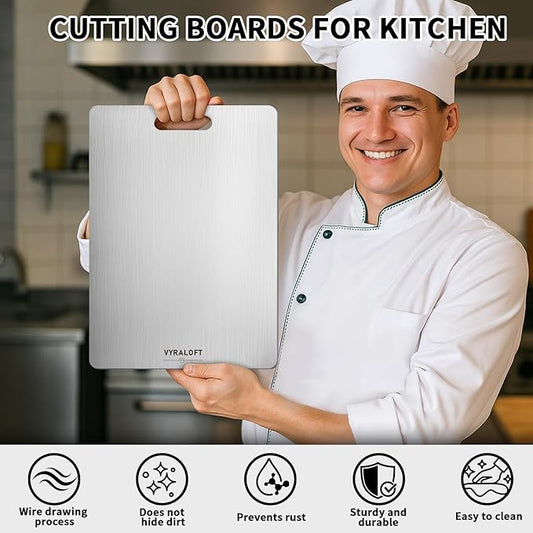 Titanium Cutting Board For Kitchen, 100% Pure Titanium Cutting Boards, Double-sided Food Grade Quality 1 Pack, Easy To Clean And Will Not Absorb Odors, Suitable For Kitchen Or Outdoor(Small Size)