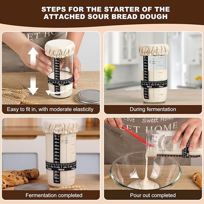 Sourdough Bread Baking Supplies, Banneton Bread Proofing Basket, 10 Inch Oval & Round Bread Baskets with Liners & Covers, Sourdough Starter Kit