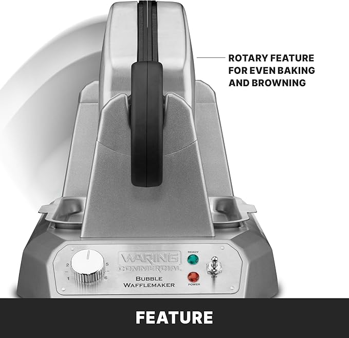 Waring Commercial WBW300X Single Bubble Waffle Maker w/Cast Aluminum Grids, 120V, 1200W, 5-15 Phase Plug